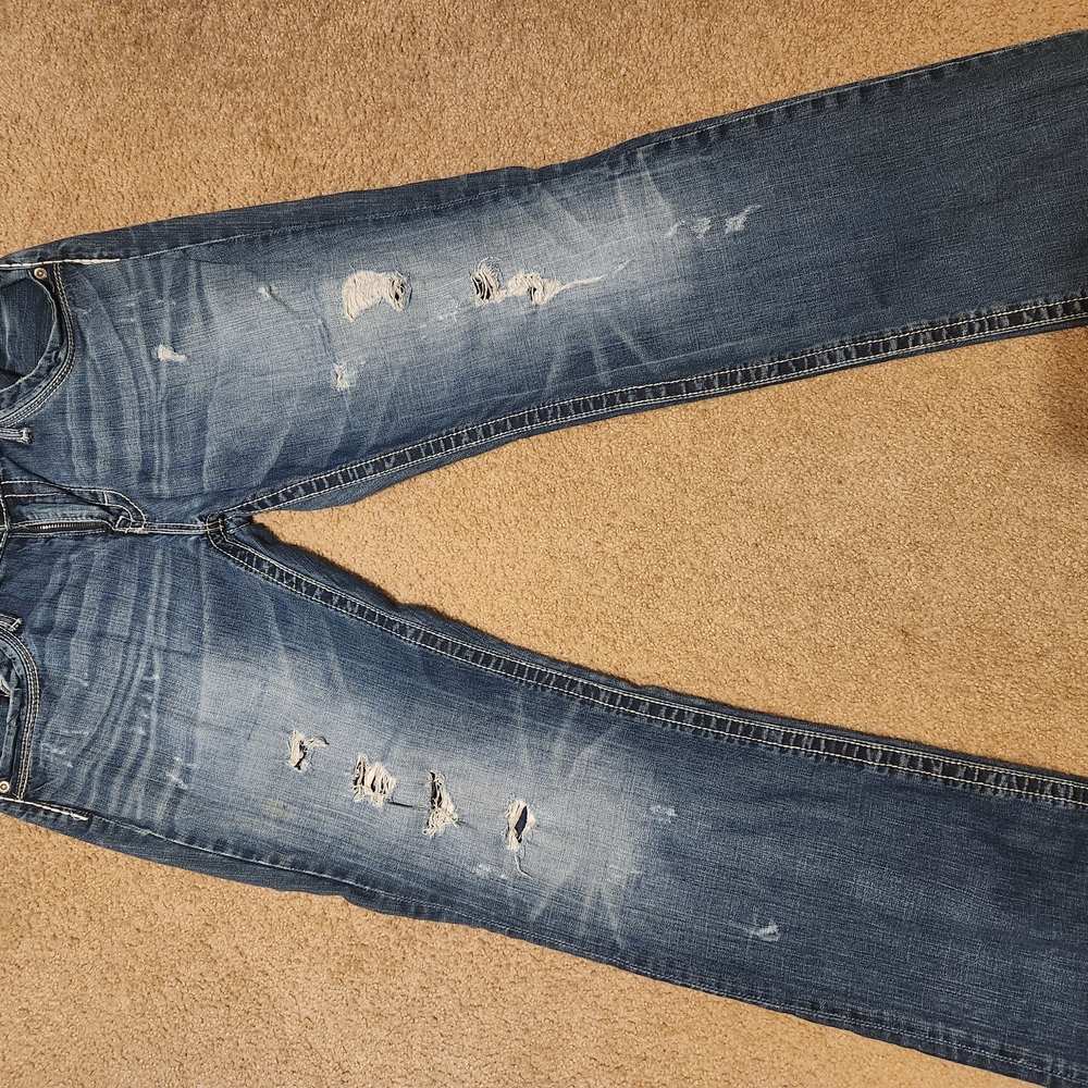 BKE Men's Bootcut Jeans - Distressed Blue